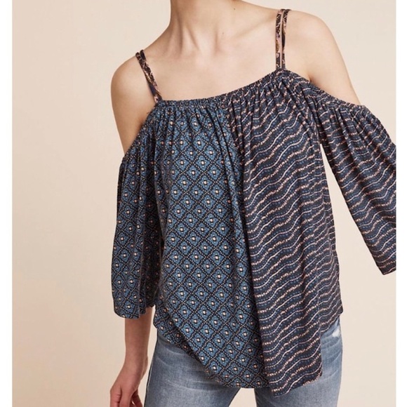 Anthropologie Tops - Anthropologie Deletta Open Shoulder Patchwork Top